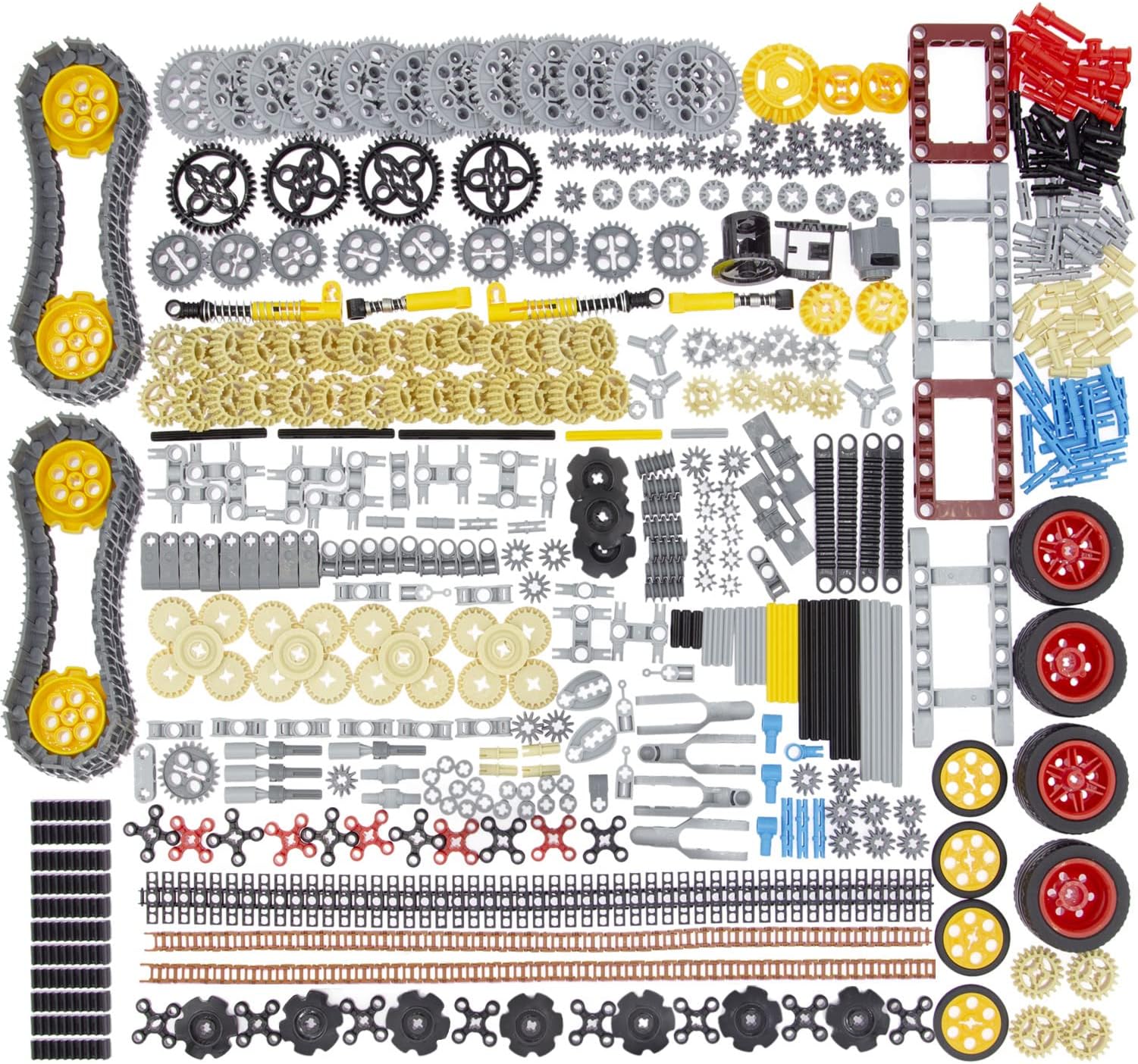 852pcs Technic-Parts Gears-Axle-Pin-Connector Compatible with Lego-Technic, Shock-Absorber Wheels Chain Link Frame Joints Differential Engine Kit. MOC Pieces for Toy Building Sets