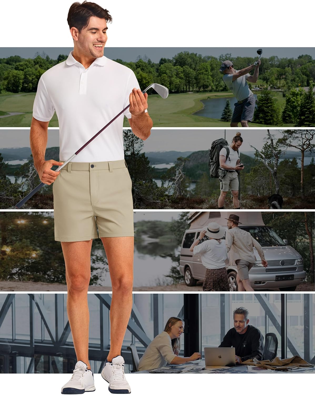 PULI Golf Shorts Men 5 Inch Inseam Stretch Casual Dress Shorts with Pockets Waterproof Lightweight Quick Dry - Image 2