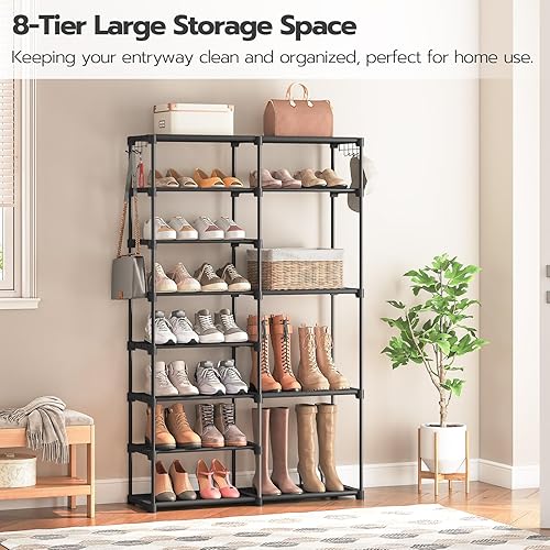 Miniatura 2 de HOOBRO Organizador de zapatos, zapatero de gran capacidad de 8 niveles para armario, capacidad para 26-32 pares de estantes de almacenamiento con