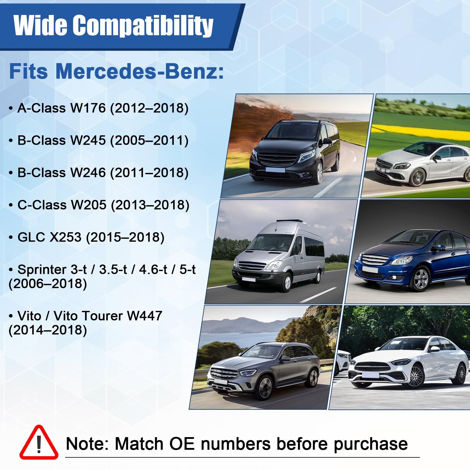 Misuratore di massa d'aria MAF sensore Airflow di ricambio 5WK98101 A6450900048 A6519050500 affidabile misurazione dell'aria motore compatibile con Mercedes A B C GLC Sprinter Vito W176 W245