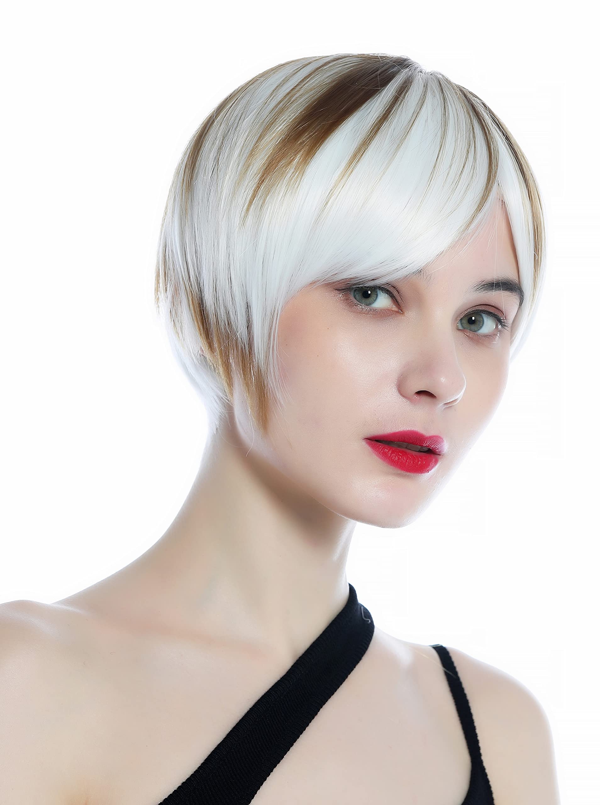 WIG ME UP - SZL0613-1001HF6 Ladies' wig short smooth Bob streaked brown white, White and light brown (1001HF6) - Image 4