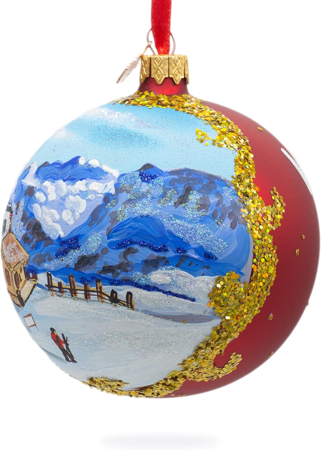 Val d 'Isere, France Glass Ball Christmas Ornament 4 Inches - Image 3