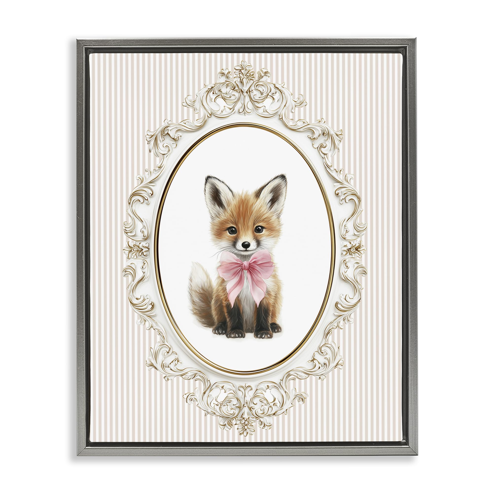 'Vintage Baby Fox'| Floating Frame Canvas Art