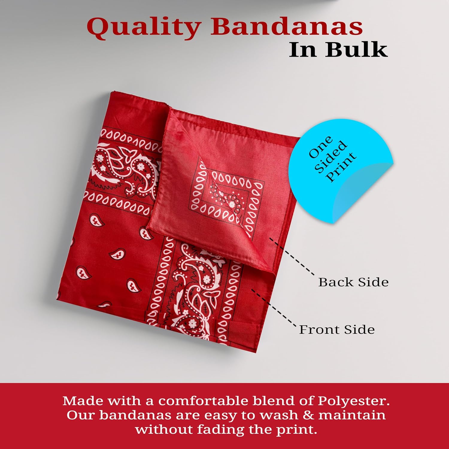 Winterlace 24 Pack Bandanas, Unisex Paisley Scarf Headwrap Handkerchief 22” x 21” Polyester Bulk - Image 3