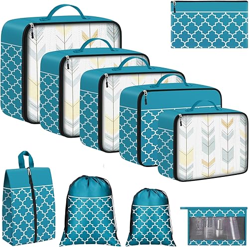 StorageRight Juego de 10 bolsas organizadoras de maleta, organizadores de equipaje para maletas, organizador de equipaje para accesorios de viaje,