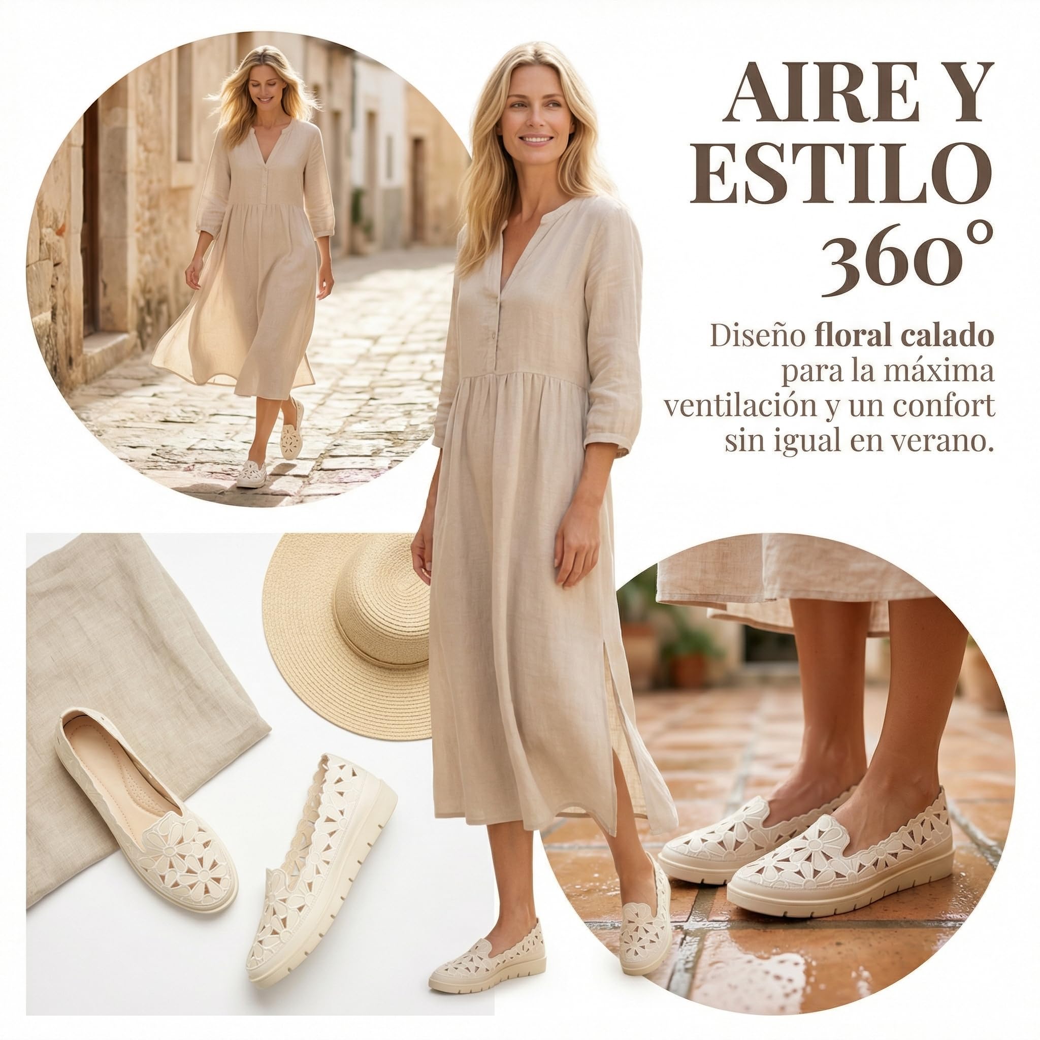 GLAMORA Bailarinas Mujer Caladas Diseño Floral Zapatos Planos Plataforma Ligera Suela Flexible Antideslizante Plantilla Blanda Cómodas Transpirables Calzado Verano