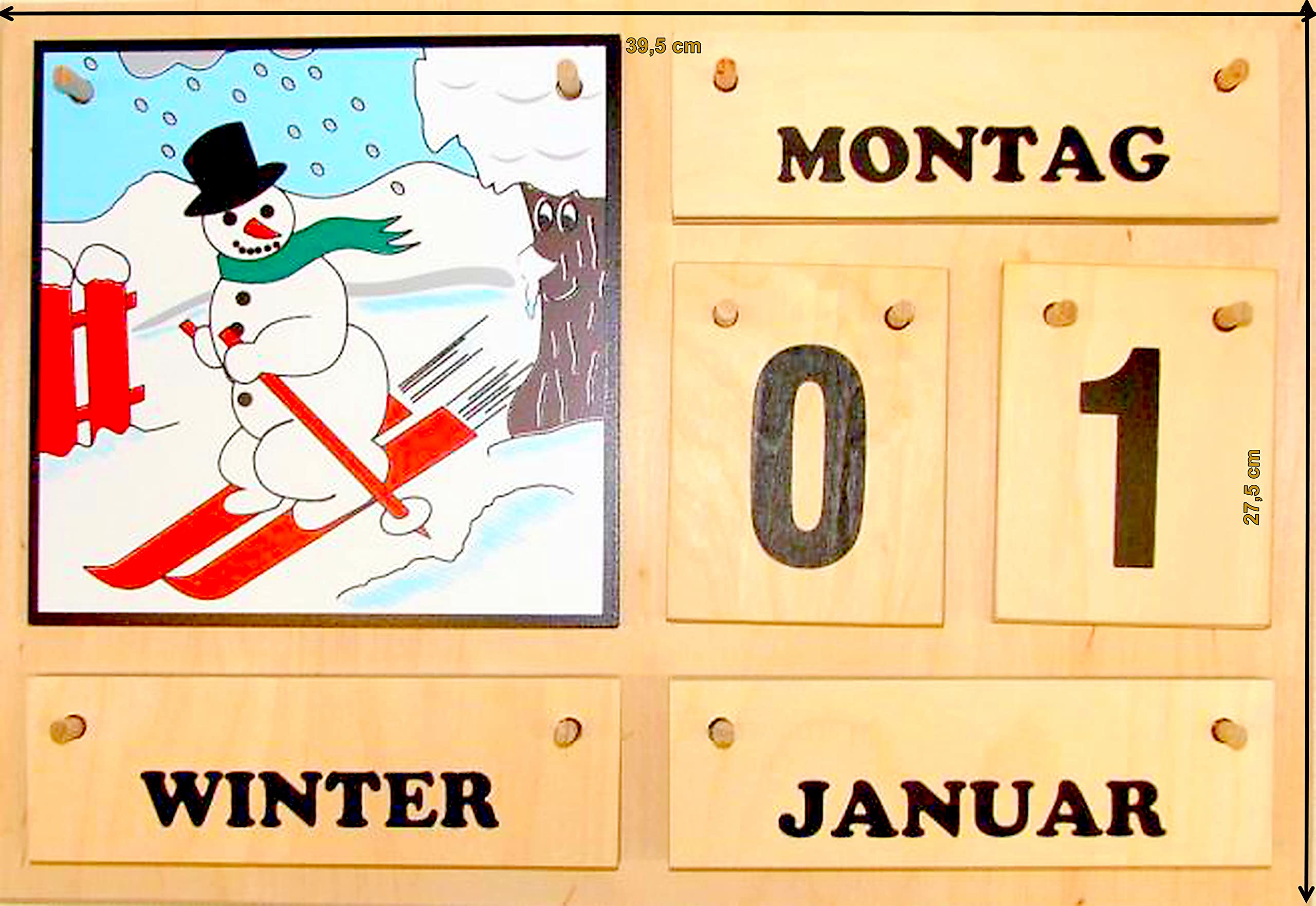 Wunderschöner Jahreszeitenbaum aus Birkenholz | Ewiger Tisch- und Wandkalender | Handmade | mit Standwinkeln | Für Zuhause, Schule, Kindergarten, Seniorenheim | Lern-Dauerkalender | Made in Germany