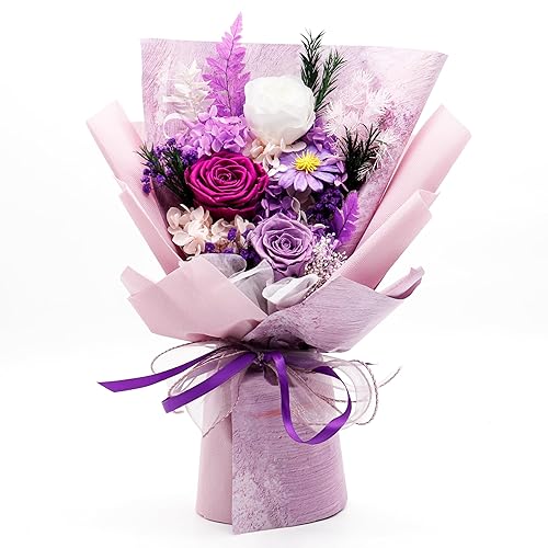 Preserved Flowers Bouquet, Eternal Natural Rose, Flower Birthday Decorations for
