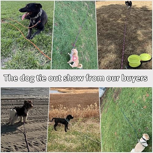 Miniatura 9 de BTINESFUL Correa de cuerda larga con amarre para perro de 8, 12, 20, 30, 50 y 75 pies, correa de cuerda larga para exteriores, para entrenamiento de