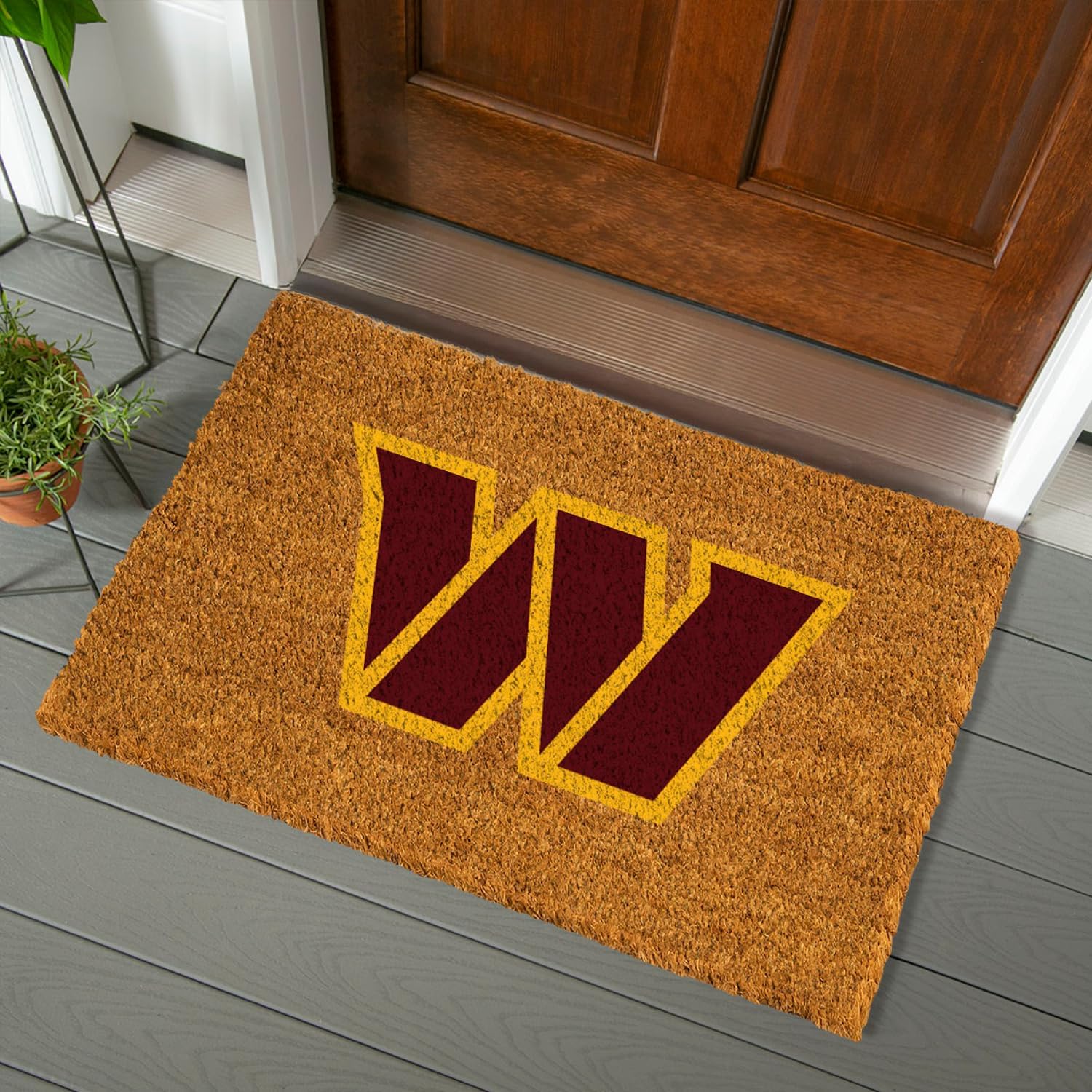 Team Sports America NFL Washington Commanders Coir Doormat 36"x24", Official Full Color Team Logo, Extra Large Front Door Mat, Outdoor Indoor Entrance Rug, Non-Slip Welcome Mat for Porch Patio