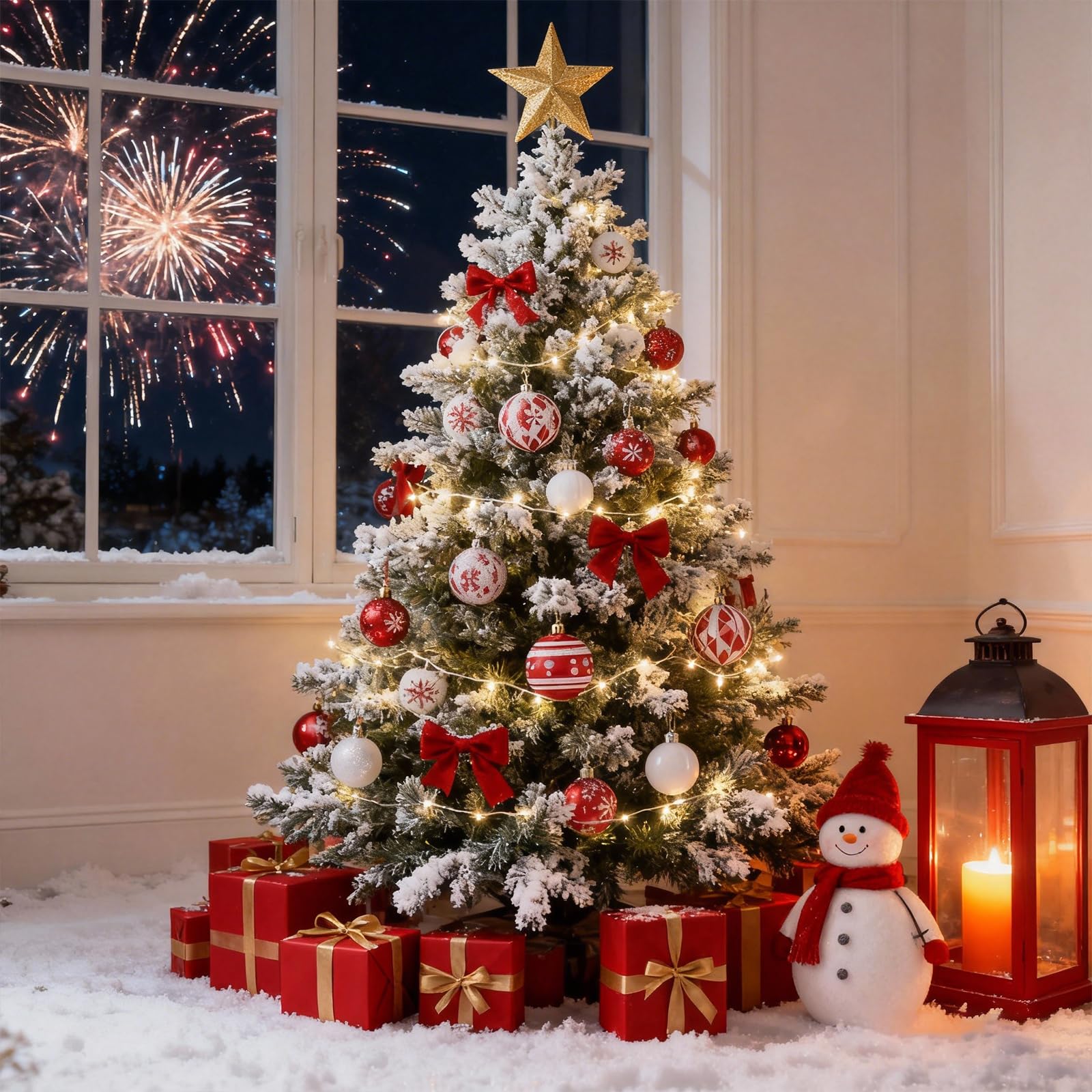 Set 42 Palline Di Natale Infrangibili Rosse E Bianche - 6cm E 3cm, Per Albero, Ghirlande, Decorazioni