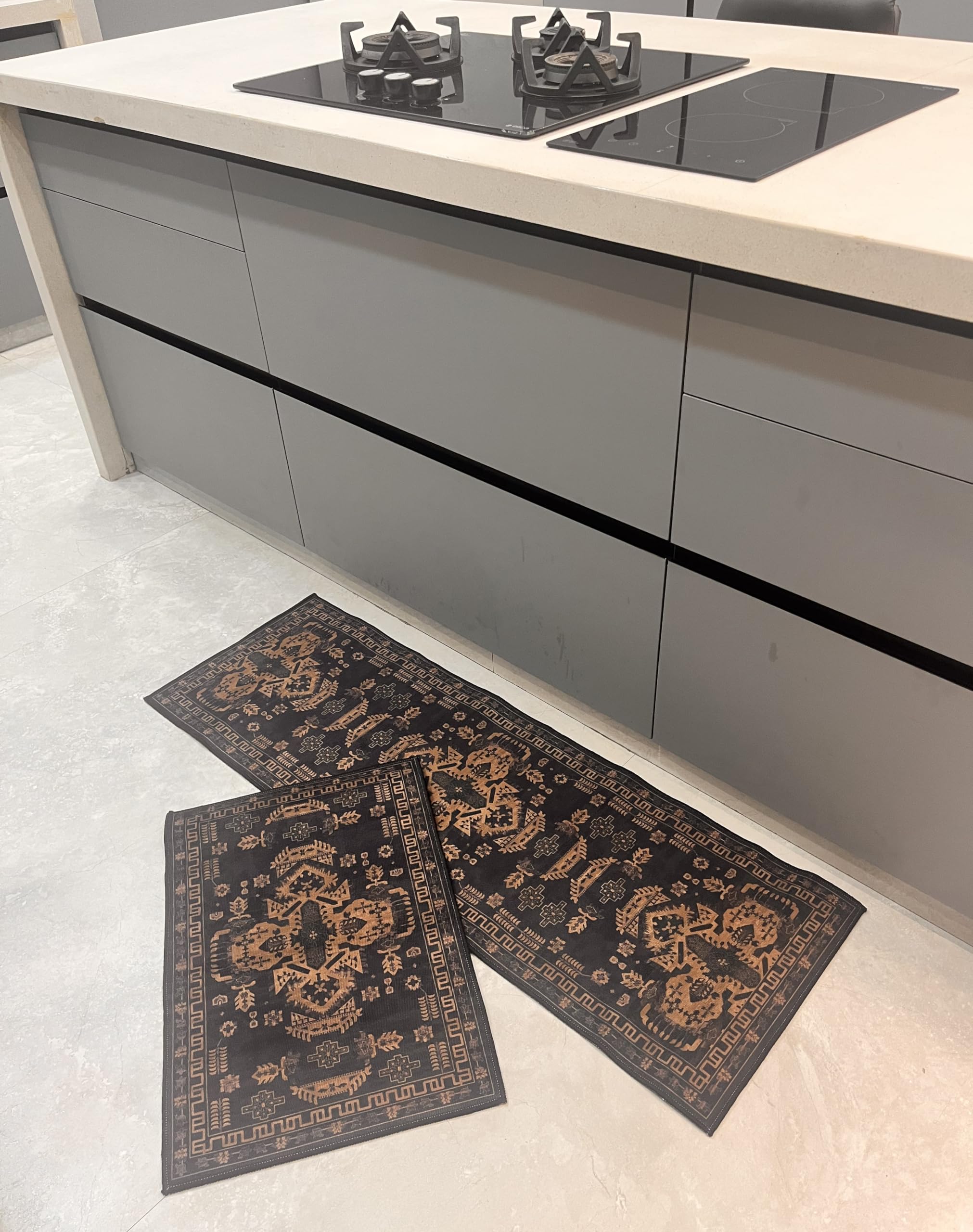 Pious Multi Purpose Kitchen Mat for Floor Home Bedroom, Living Room, Hallway, Anti Skid 3D Digital Printed Reusable Persian Anti Slip, Runner, Washable, Set of 2(120 x 40 cm 60 x 40 cm)(Design 2) (B0D637D53L) Amazon Price History, Amazon Price Tracker