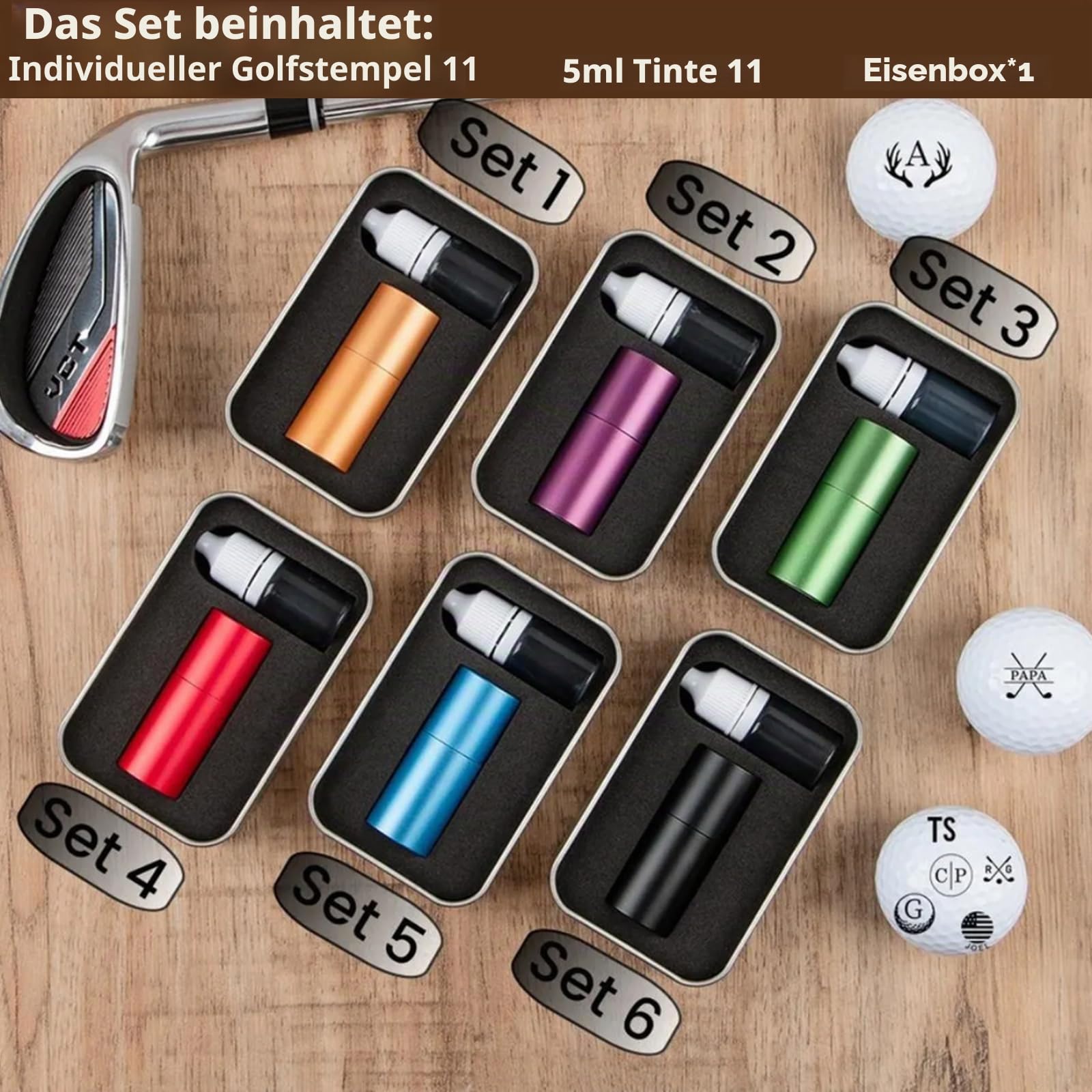 BOBO BIRD Custom Golf Ball Stamp - Personalisierter Ballmarker Stempel mit schnell trocknender Tinte - Wiederverwendbares Golfgeschenk für Männer, Frauen, Spieler & Trainer - Logo, Text oder Icon