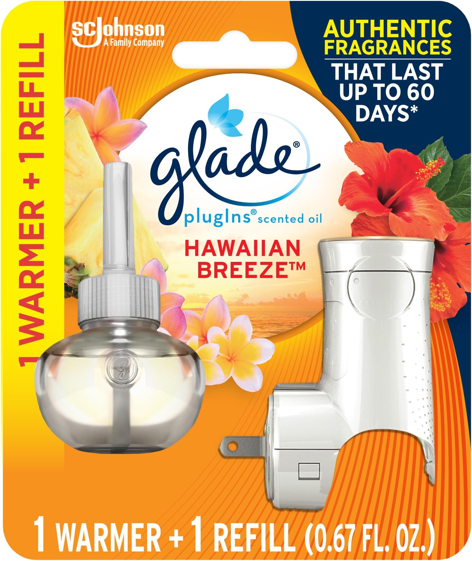 Glade Plugins Scented Oil Starter Kit, Hawaiian Breeze, 0.67 Ounce
