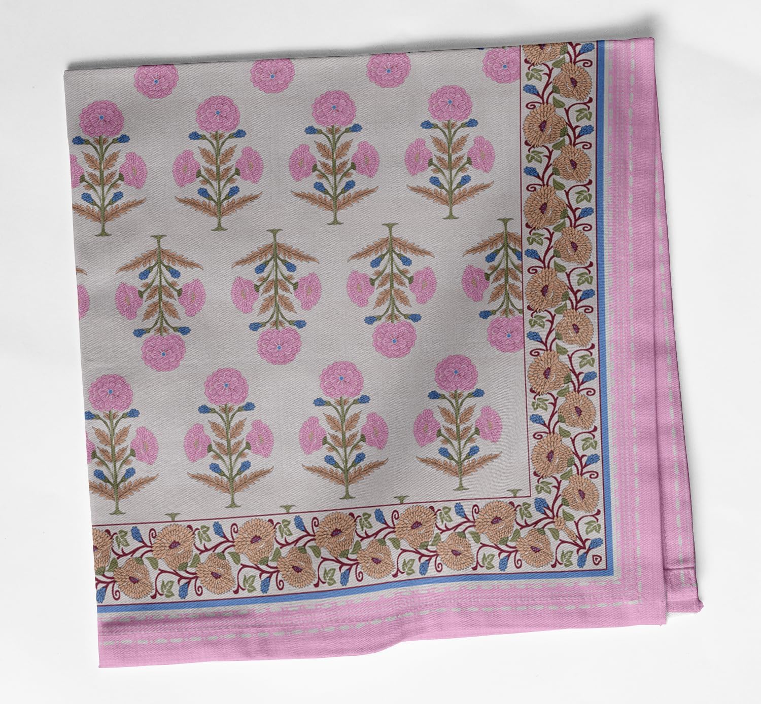 Designer Cotton Twill Napkins - Set of 12, 20-Inch, Block Print, Durable & Absorbent Cloth Napkins for Dining, Parties, and Home Decor - Machine Washable