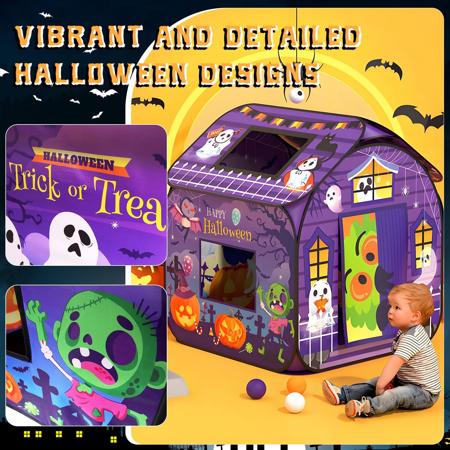Halloween Pop-Up Play Tent for Kids, Indoor and Outdoor Playhouse image 3