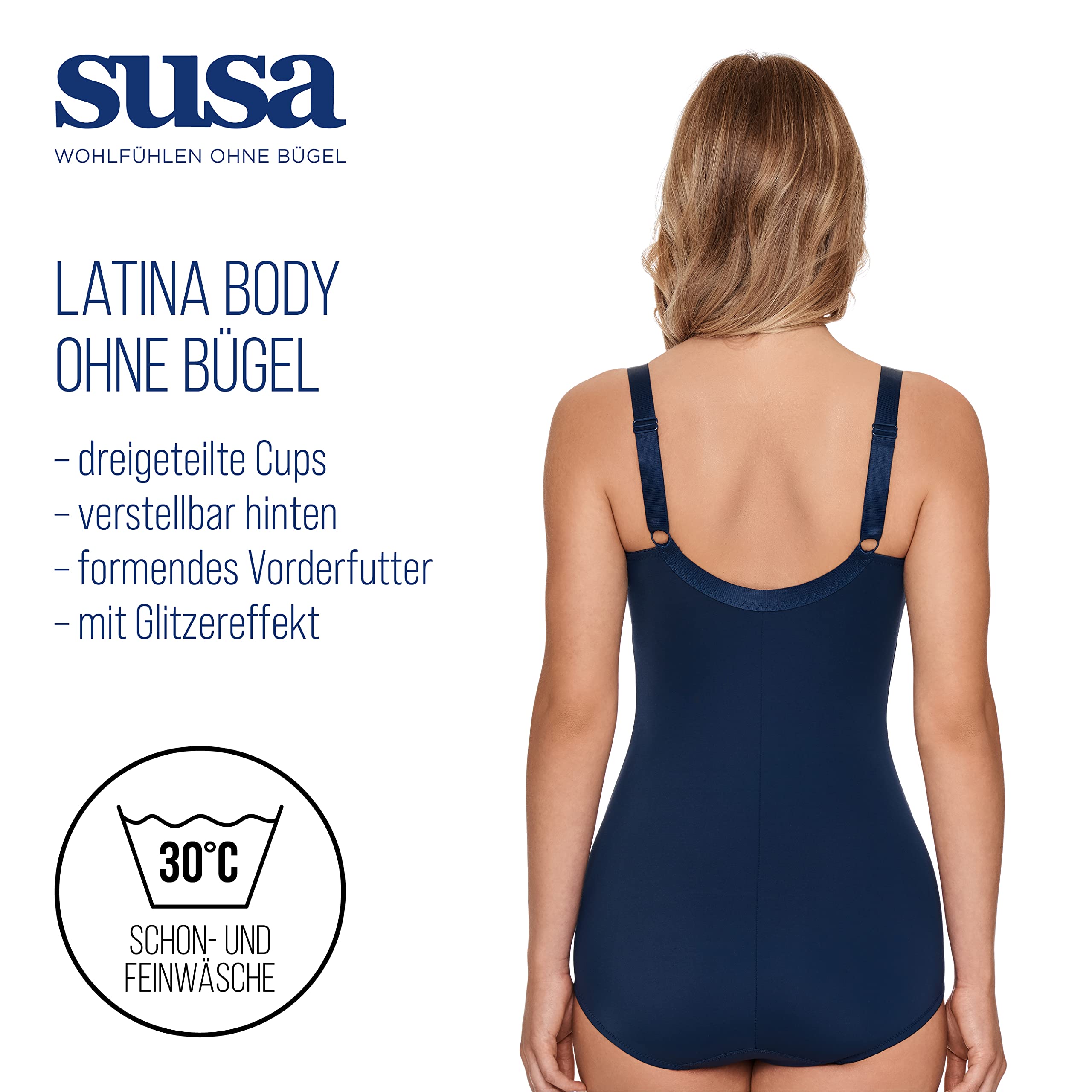 Susa Susa Damen Body mit Elastischer Spitze Latina Body Donna