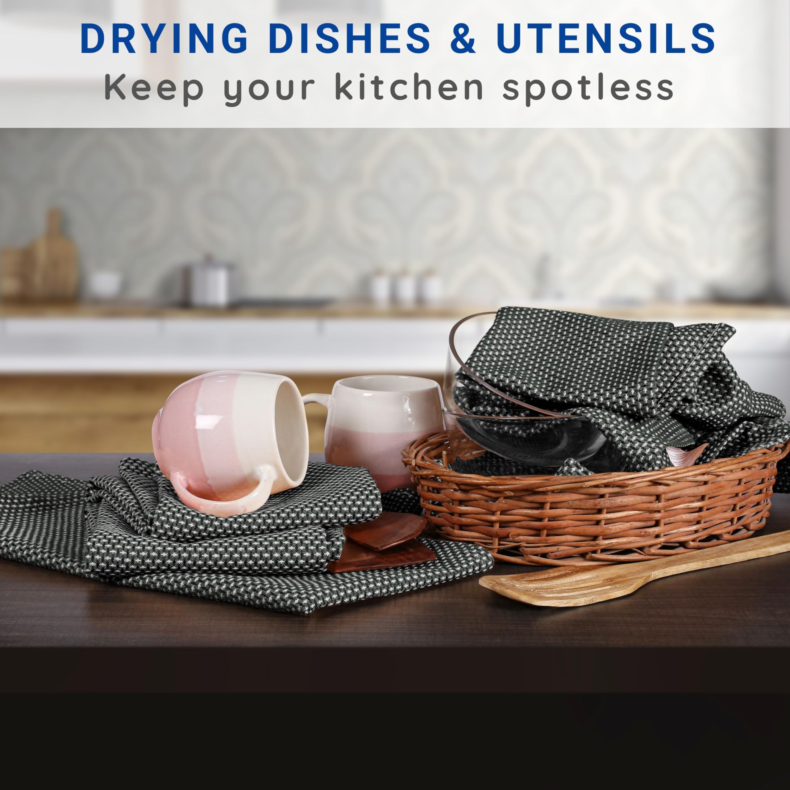 Kitcen Thread Absorbent Kitchen Cloths TWINY Threads 4-Pack Kitchen Towels - 100% ...