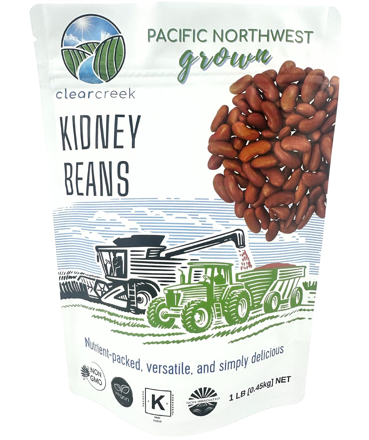 CLEAR CREEK Certified Glyphosate Residue Free Kidney Beans | 1 LB | Non-GMO | Vegan | Non-Irradiated (Will Sprout) | Kosher | Vegan | Grown Pacific Northwest