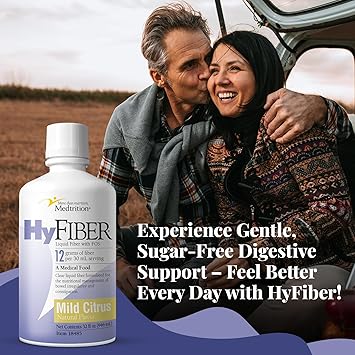 Medtrition HyFiber Daily Liquid Fiber for Regularity and Soft Stools, 12 Grams Soluble Fiber, 32 fl oz 1 Bottle