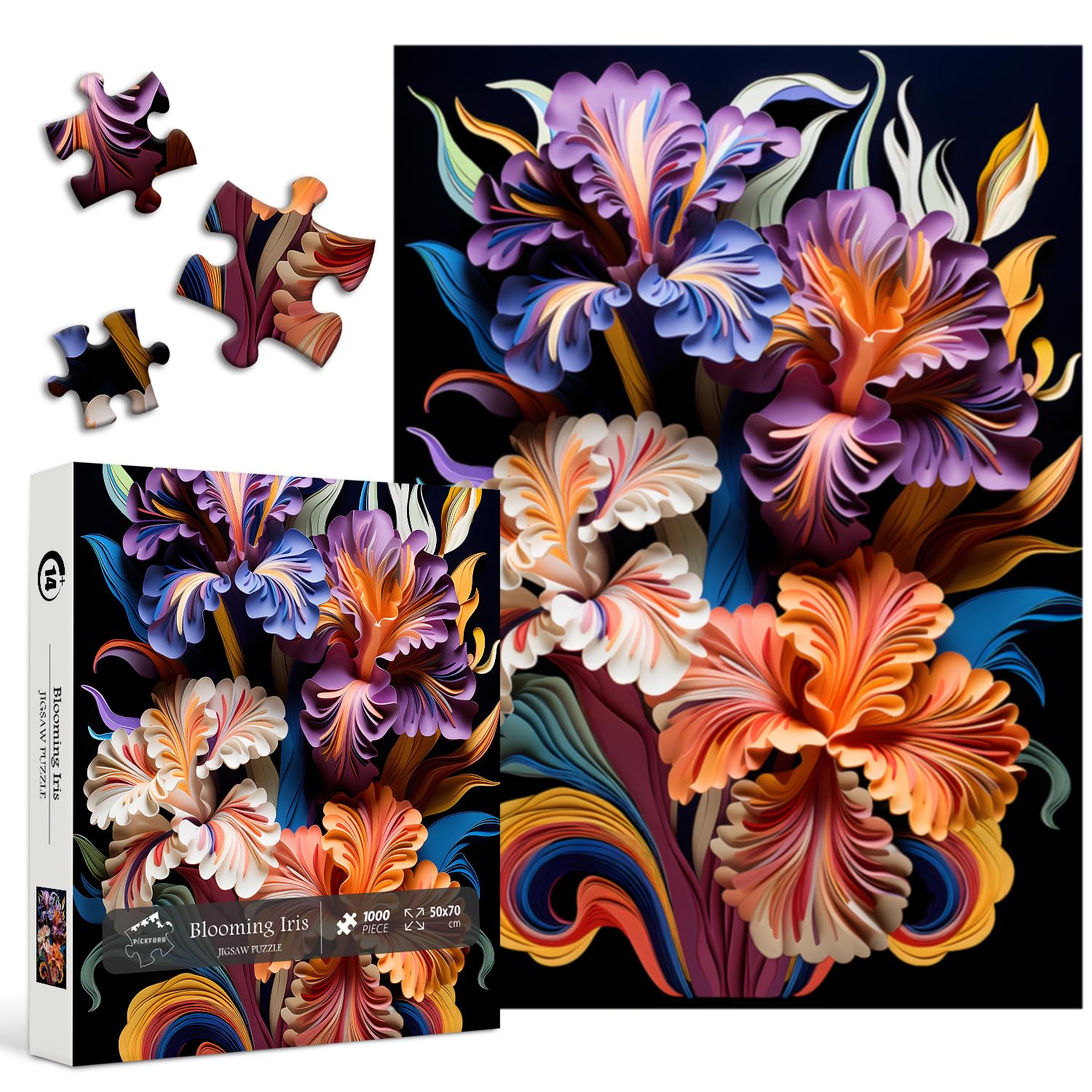PICKFORU 1000-Piece Quilling Paper Art Iris Puzzle - Floral Jigsaw For Adults, 27.5x19.7 Inches - View #2
