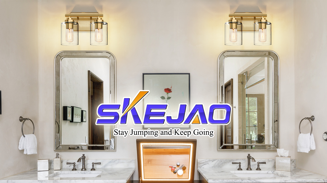 Image of SKEJAO Bathroom Vanity Light Over Mirror,Bathroom Light Fixture Wall Sconce Lighting for Bedroom,Living Room (Gold, 2-Light)