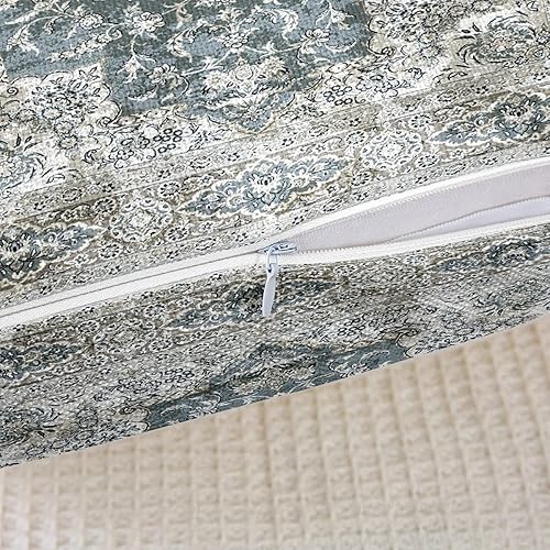 Miniatura 5 de Paquete de 2 fundas de almohada bohemias de 22 x 22 pulgadas, fundas de almohada de mandala verde azulado, estilo bohemio, retro, floral, persa,