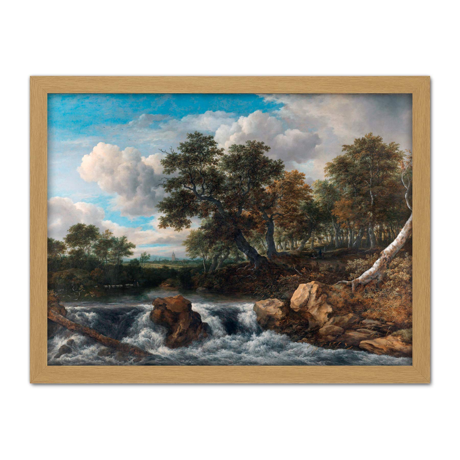 Artery8 Van Ruisdael Landscape Waterfall River Painting Artwork Framed Wall Art Print 18X24 Inch