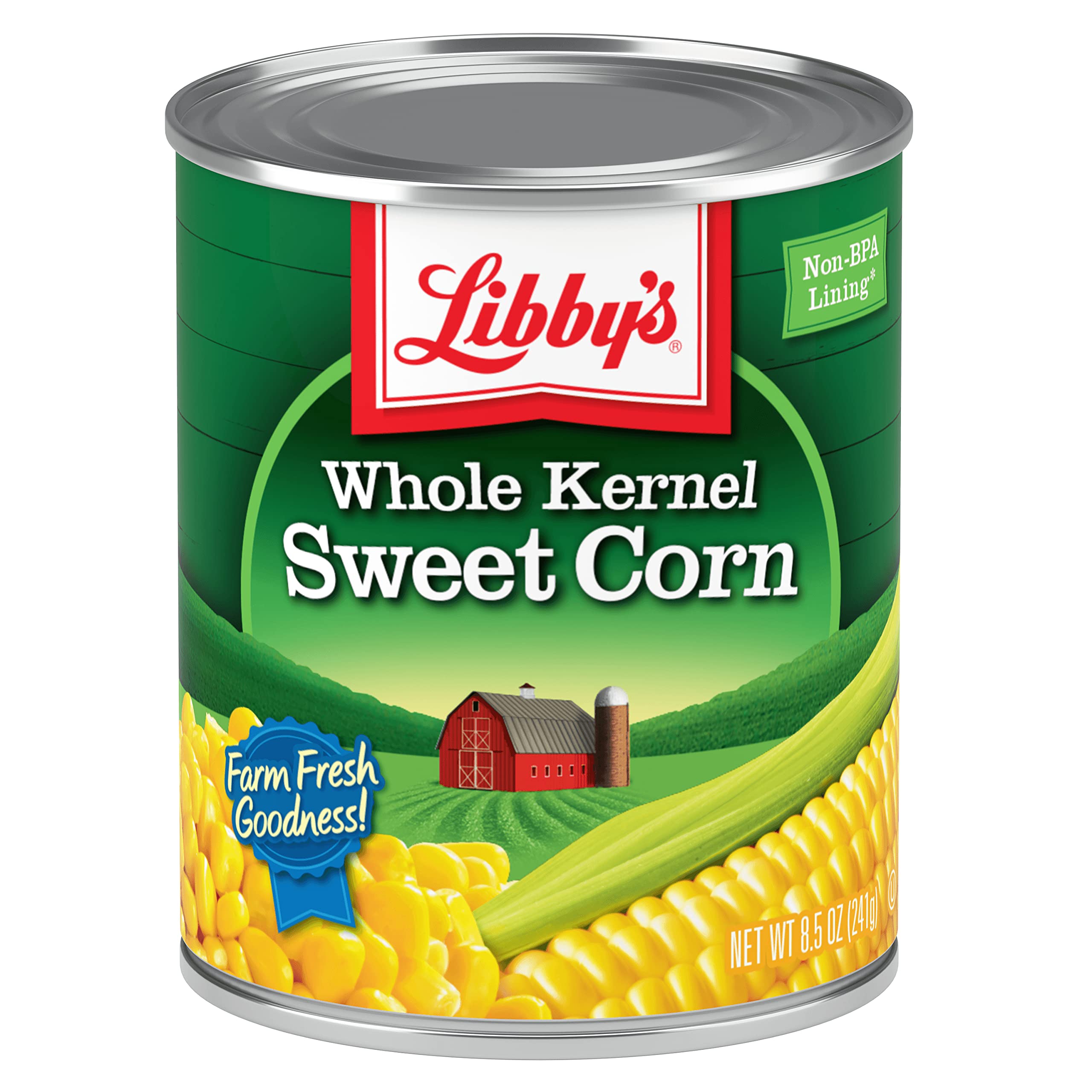 Libby's Whole Kernel Sweet Corn|100% Sweet Corn|Naturally Sweet Flavor|Golden Yellow|Just-Off-the-Cob Crispness | Kosher | 8.5 ounce cans (Pack of 12)