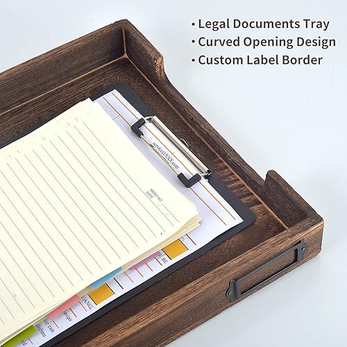 Miniatura 7 de Organizador de bandejas de papel de 11 x 17 pulgadas bandeja de escritorio de tamaño legal organizador de bandeja de papel de madera carpeta de