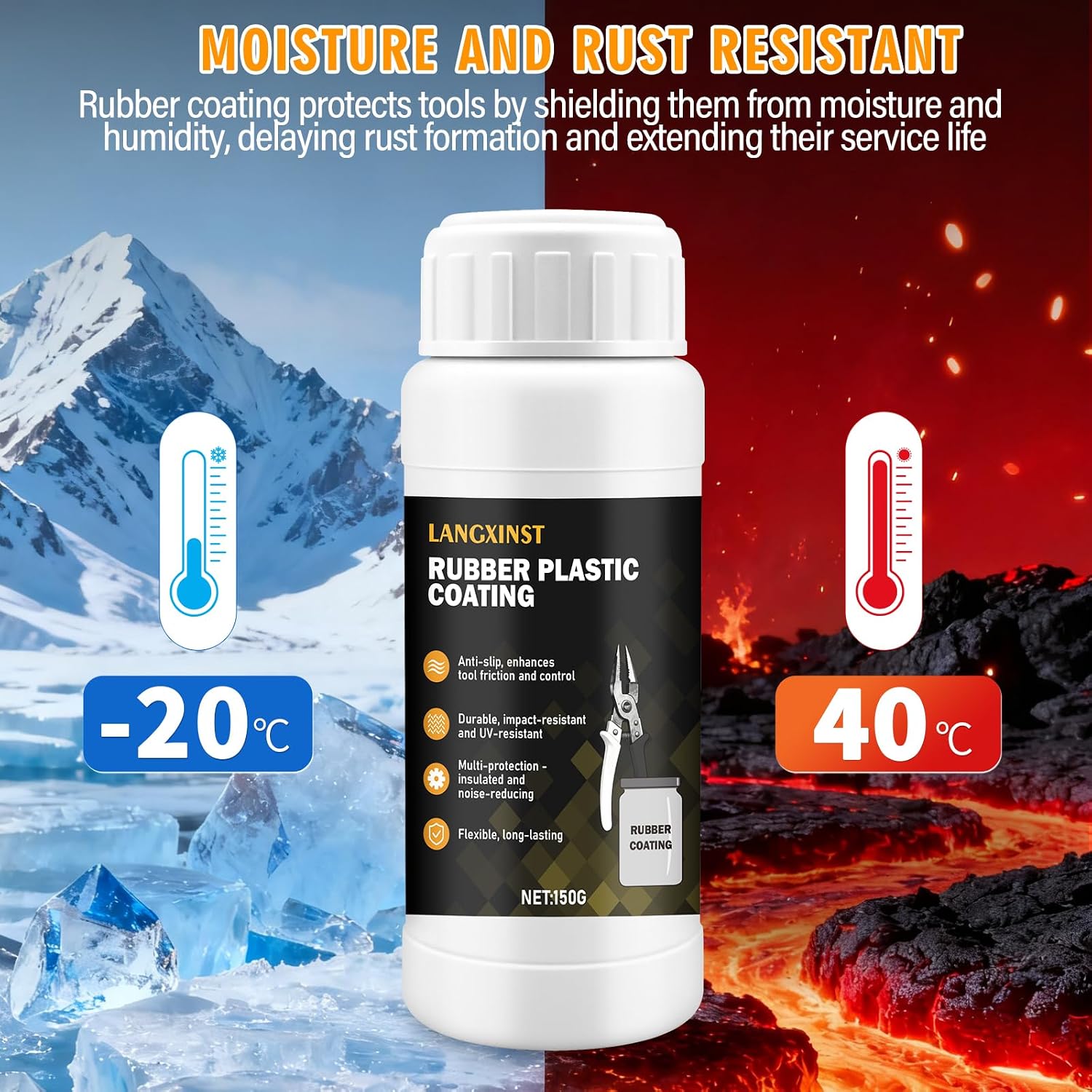 Liquid Rubber Tool Dip Coating, Black, Waterproof and Slip Resistant