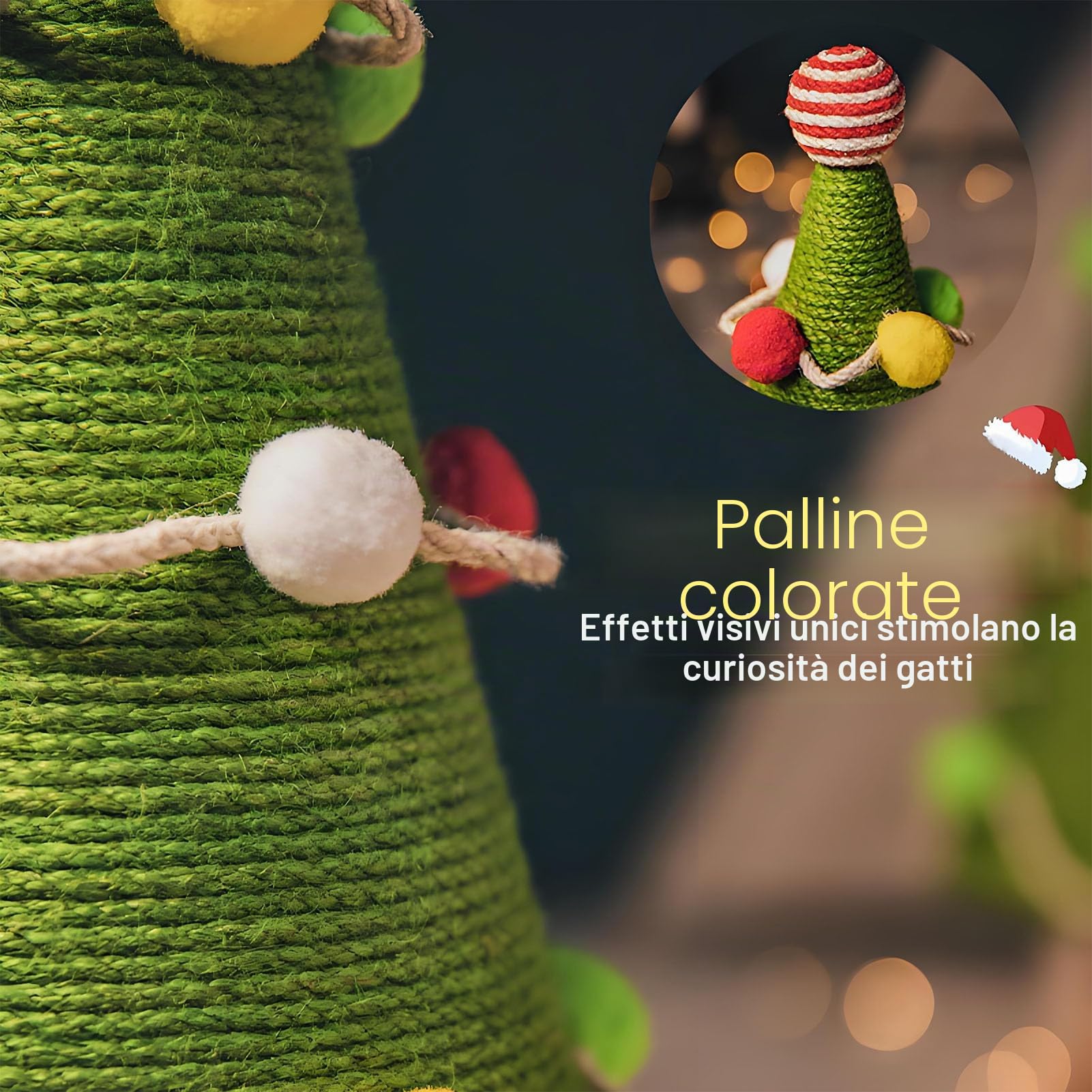Tiragraffi per Gatti Albero di Natale, Torre in Sisal da Interno (Medio: 30 X 47 cm/11,8 X)