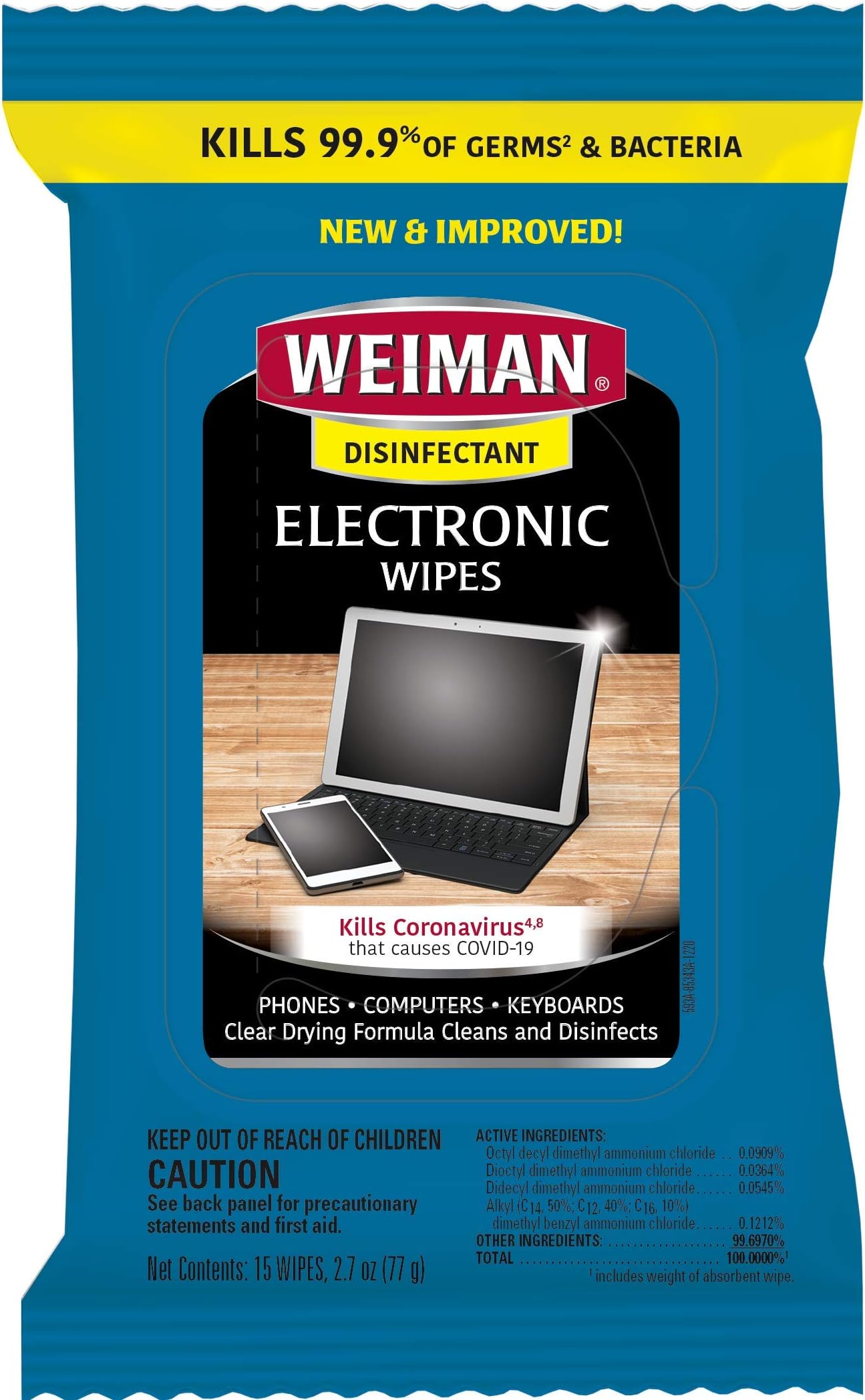 Weiman Disinfecting Electronic Wipes - Safely Clean Your Screen, Laptop, Computer, TV, Equipment-Electronic Cleaner Wipes