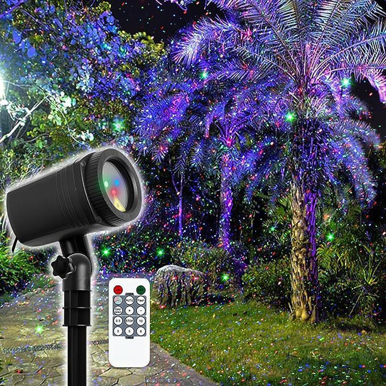 Leistungsstarker RGB-Laserlichtprojektor mit Fernbedienung, Wasserdicht für Partys Im Freien, Multifunktionale Projektion, Langlebige Konstruktion