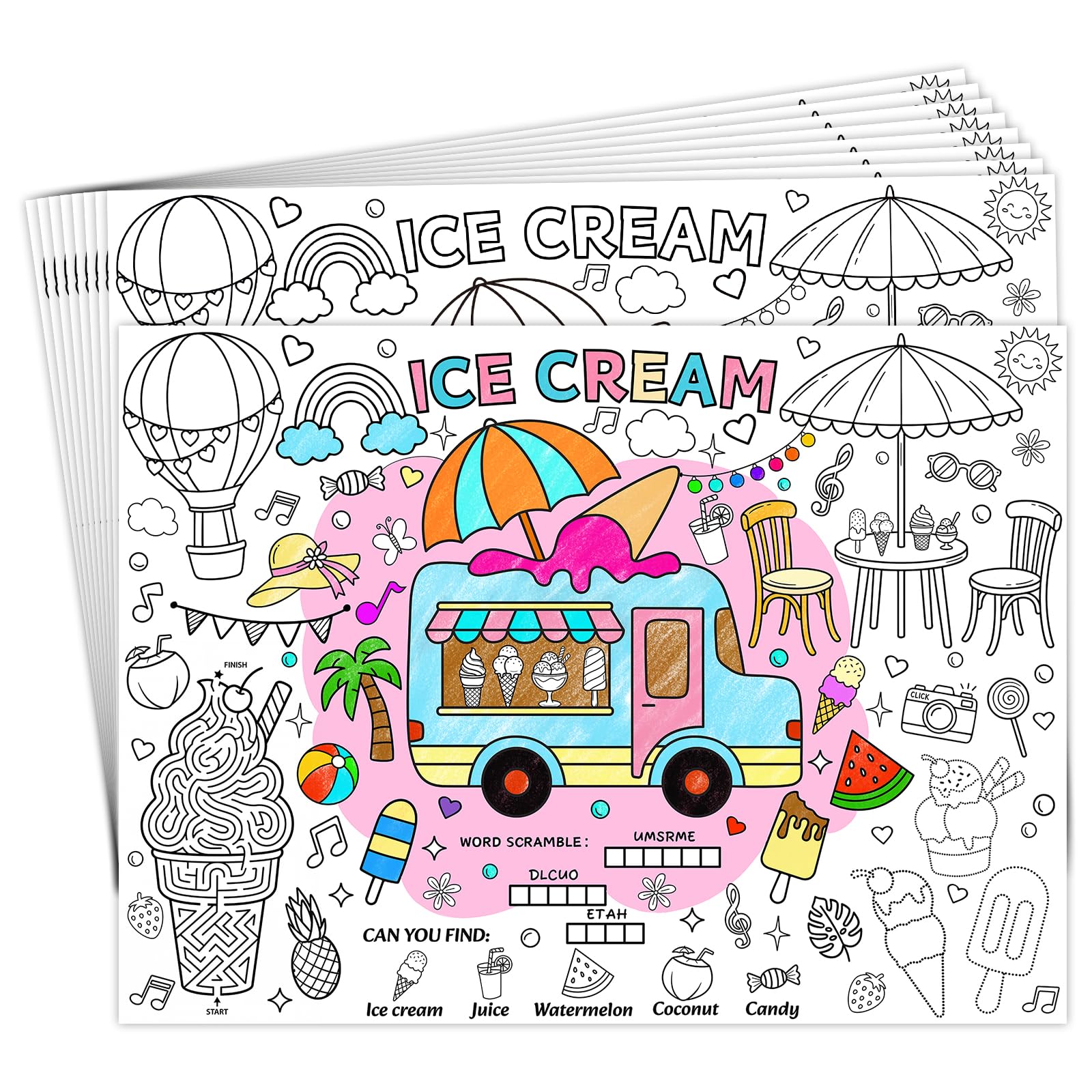Cadeaux de fête d'anniversaire originaux : 45 sets de table cône à colorier