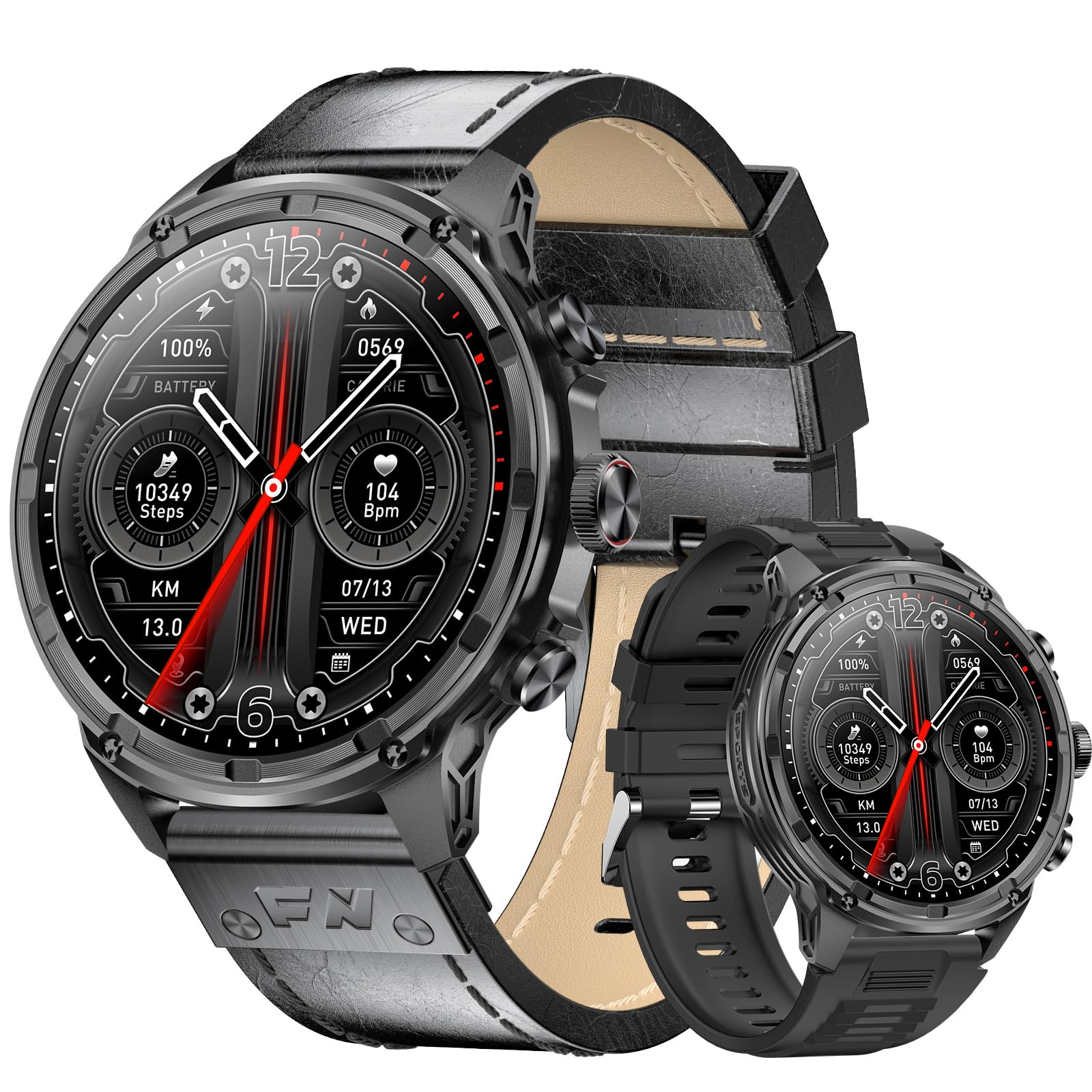 LIGE Smartwatch męski z latarką LED, duży wyświetlacz HD 1,85", akumulator 710 mAh, zegarek sportowy z funkcją telefonu, 100+ trybów sportowych, zegarek fitness, 24/7 tętna/monitor snu, do systemu