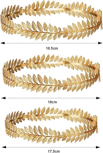Miniatura 2 de meekoo Corona romana de laurel dorada, diadema de hojas de corona de diosa griega para mujeres y hombres, accesorios de fiesta de boda