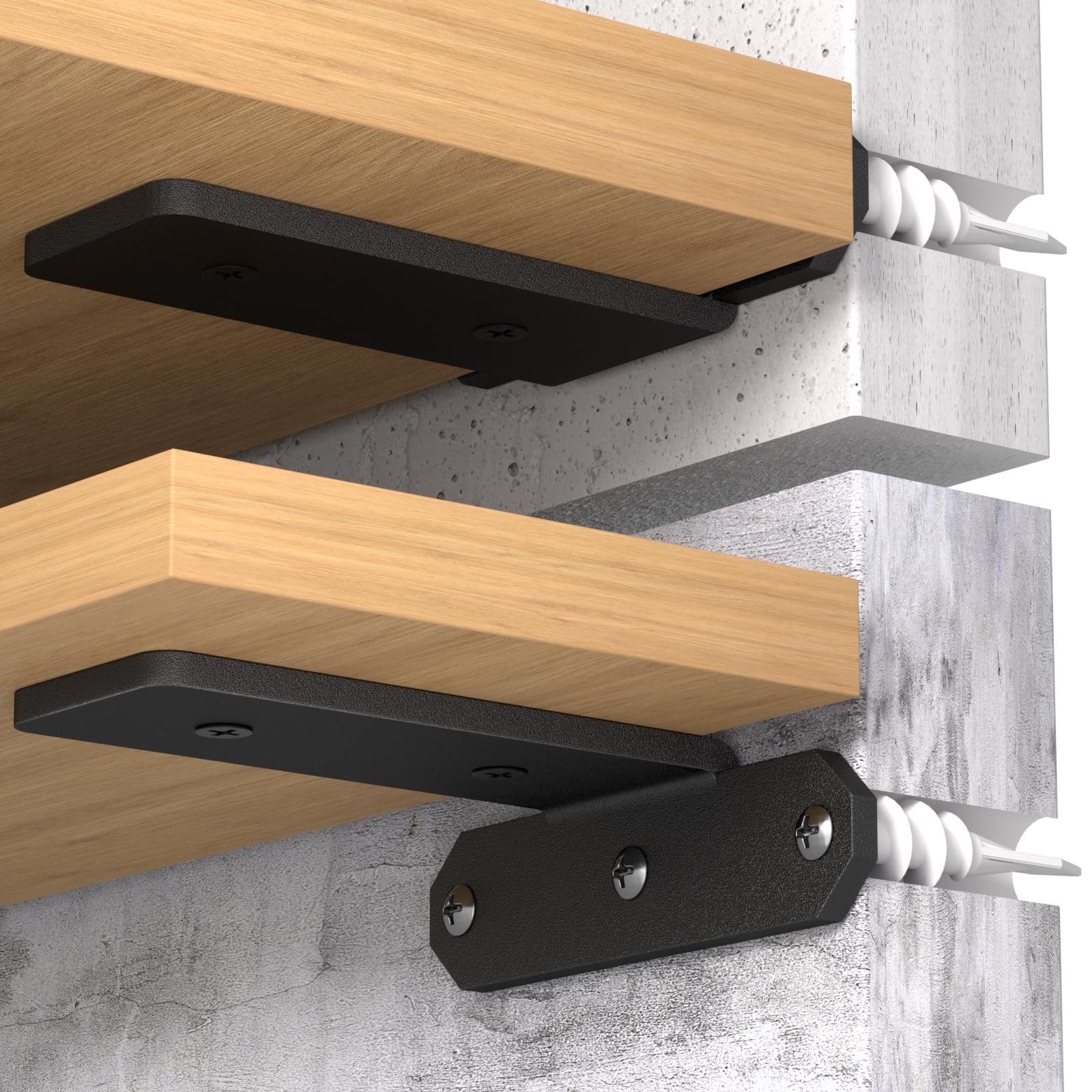 TESSTINA Staffe per Mensole Pesanti 80kg Reggimensola a Scomparsa, Supporto Metallo Nero 3,8cm per Mensola 10-15cm, Staffe Angolari Invisibili, Reggimensola Carichi Pesanti