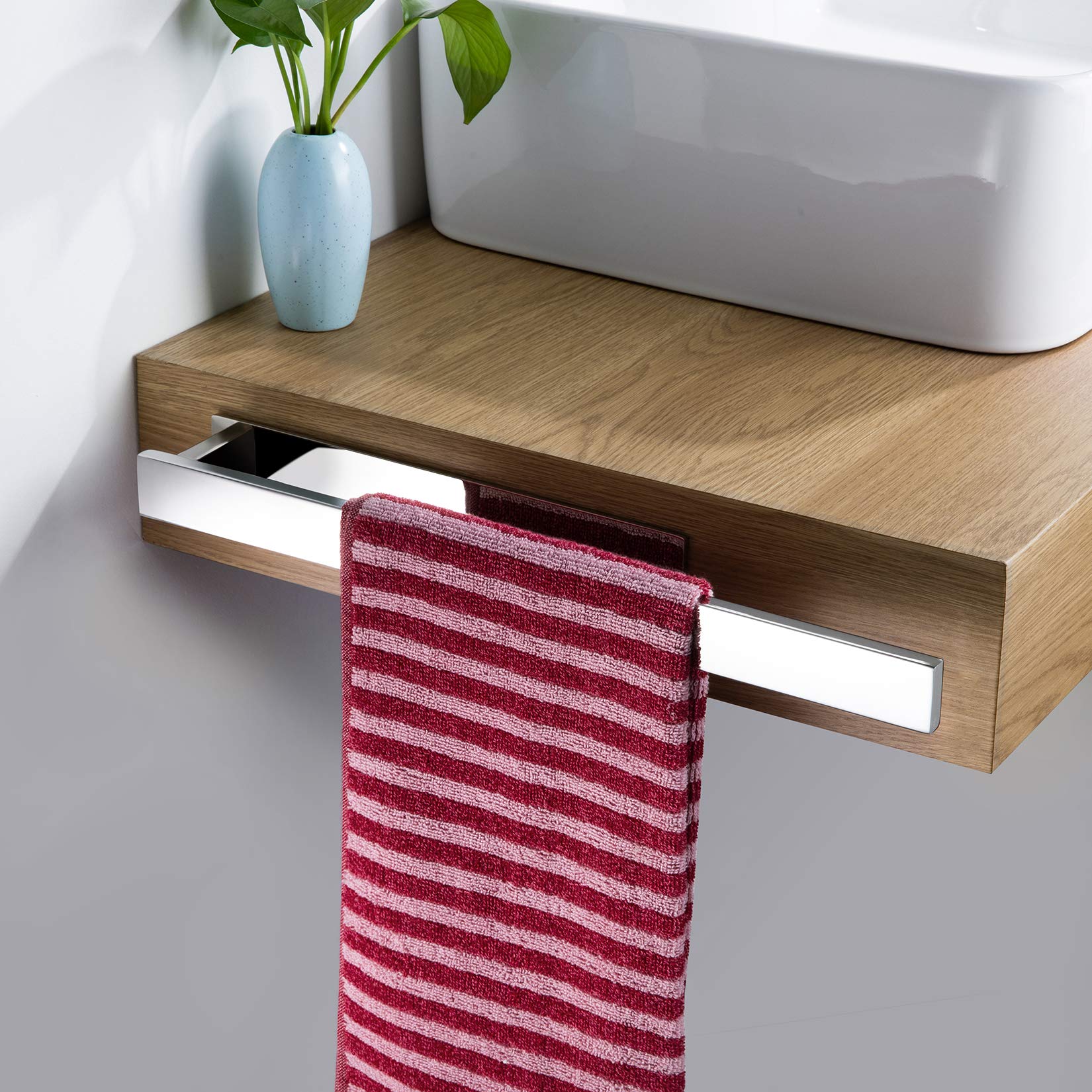 ZUNTO Portasciugamani Bagno Porta Salviette Autoadesivo Porta Asciugamano in Acciaio Inox, Specchio Lucido 39CM