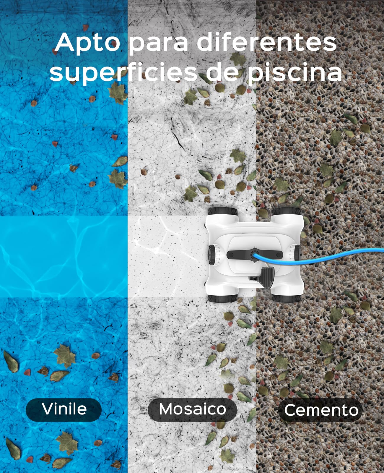 WYBOT Robot Piscina, Limpiafondos Piscina Automático con Motor Dual, 3 Funciones de Temporización, Cepillo para Limpiar Fondo, Filtro Fino de 180 μm, Ideal para Piscinas sobre/en el Suelo
