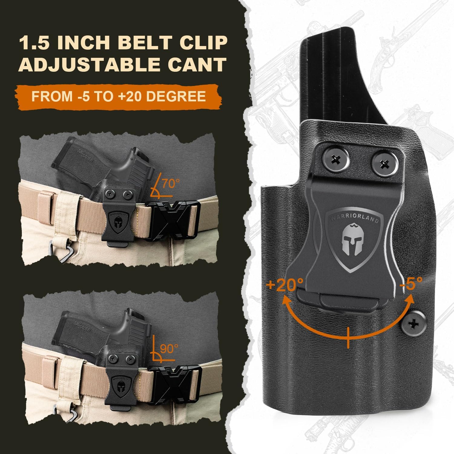P365 X Macro Holster, IWB Kydex Holster w/Optics Cut, Compatible with Sig Sauer P365-XMACRO / P365-FUSE, Inside Waistband Appendix Conceal Carry, Adj. Retention & Cant, Right- / Left-Hand Optional
