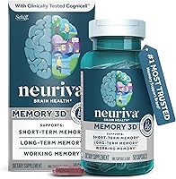 Vista 1 de NEURIVA Suplemento Cerebral 3D para la Memoria - Cápsulas Nootrópicas Descafeinadas para Memoria, Enfoque y Función Cognitiva - Apoyo a la Memoria a