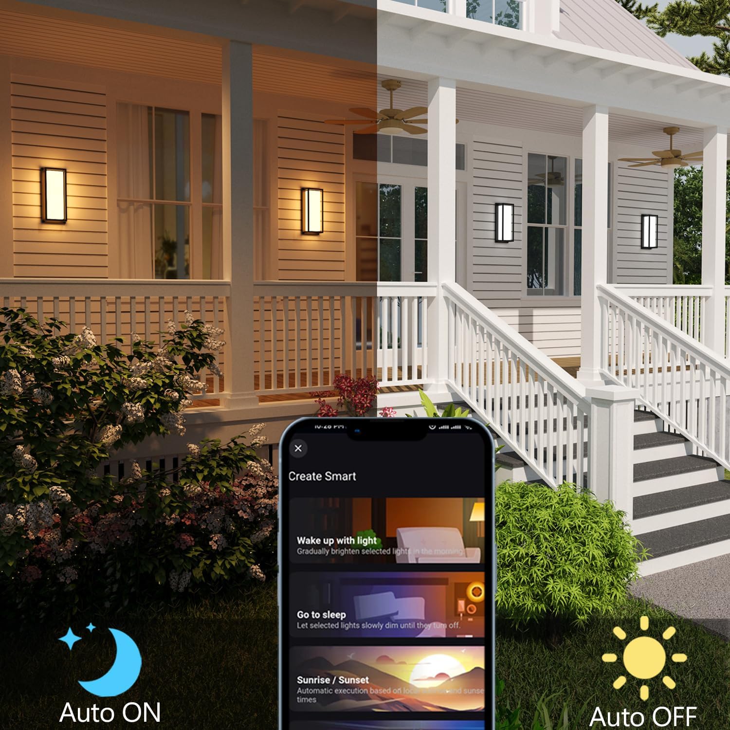 Smart Outdoor Lights Color Changing 2 Pack, RGB+2700K-6500K Outdoor Wall Sconce Aluminum Exterior Lighting Fixtures Waterproof Antirust, APP Control Up and Down Lights 7 81bscnkAk9L. AC SL1500