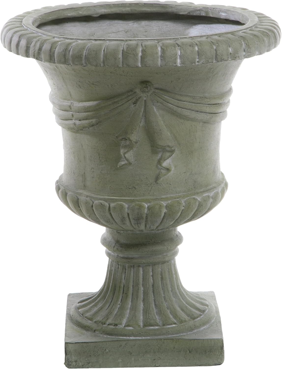 Great Deal Furniture Outdoor/Indoor Antique Green Stone Finish Planter/Urn, 26"
