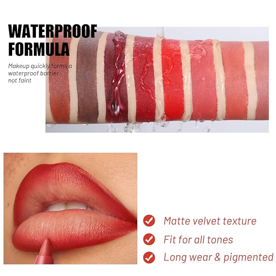 Matte Lipstick for women Long-Lasting Water-proof Retractable Lip Liner Pencils Matte Lip-Crayon, 1 pcs (Bright Red)