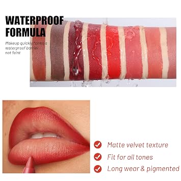 Matte Lipstick for women Long-Lasting Water-proof Retractable Lip Liner Pencils Matte Lip-Crayon, 1 pcs (Bright Red)