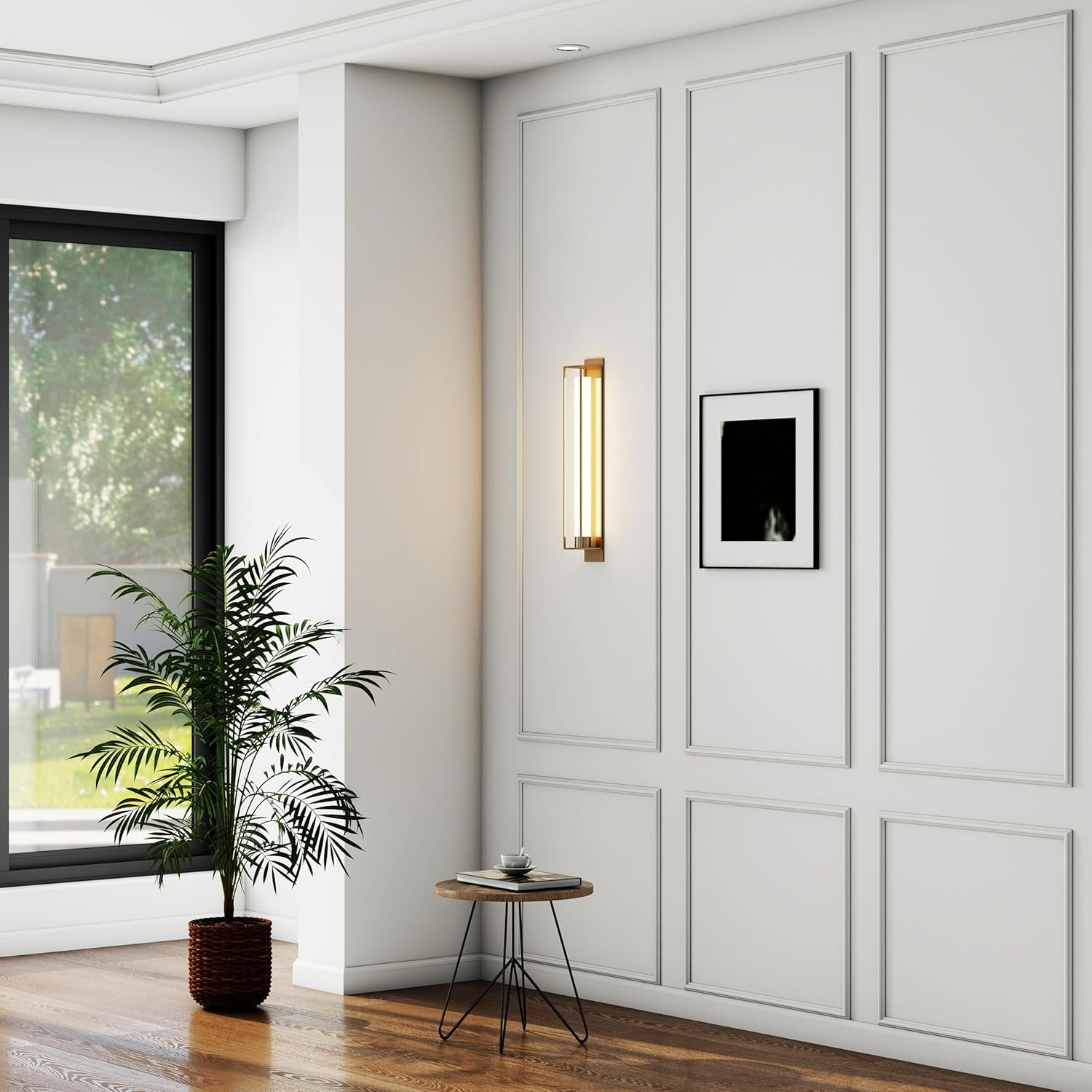 Pangda Peel and Stick Wall Molding Kit, 3D Premade Accent Molding Wainscoting Panel for Interior Wall Moulding Decor, Ready to Assemble Wainscoting Accent Panel(3 Set,24 x 72 in)