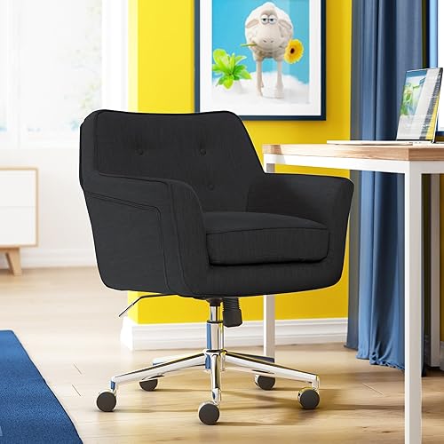 Miniatura 2 de Serta Ashland Home Office Desk Chair with Button Tufted Mid-Back, Memory Foam Cushion and Padded Arms, Mid Century Modern Vanity Armchair with Tela