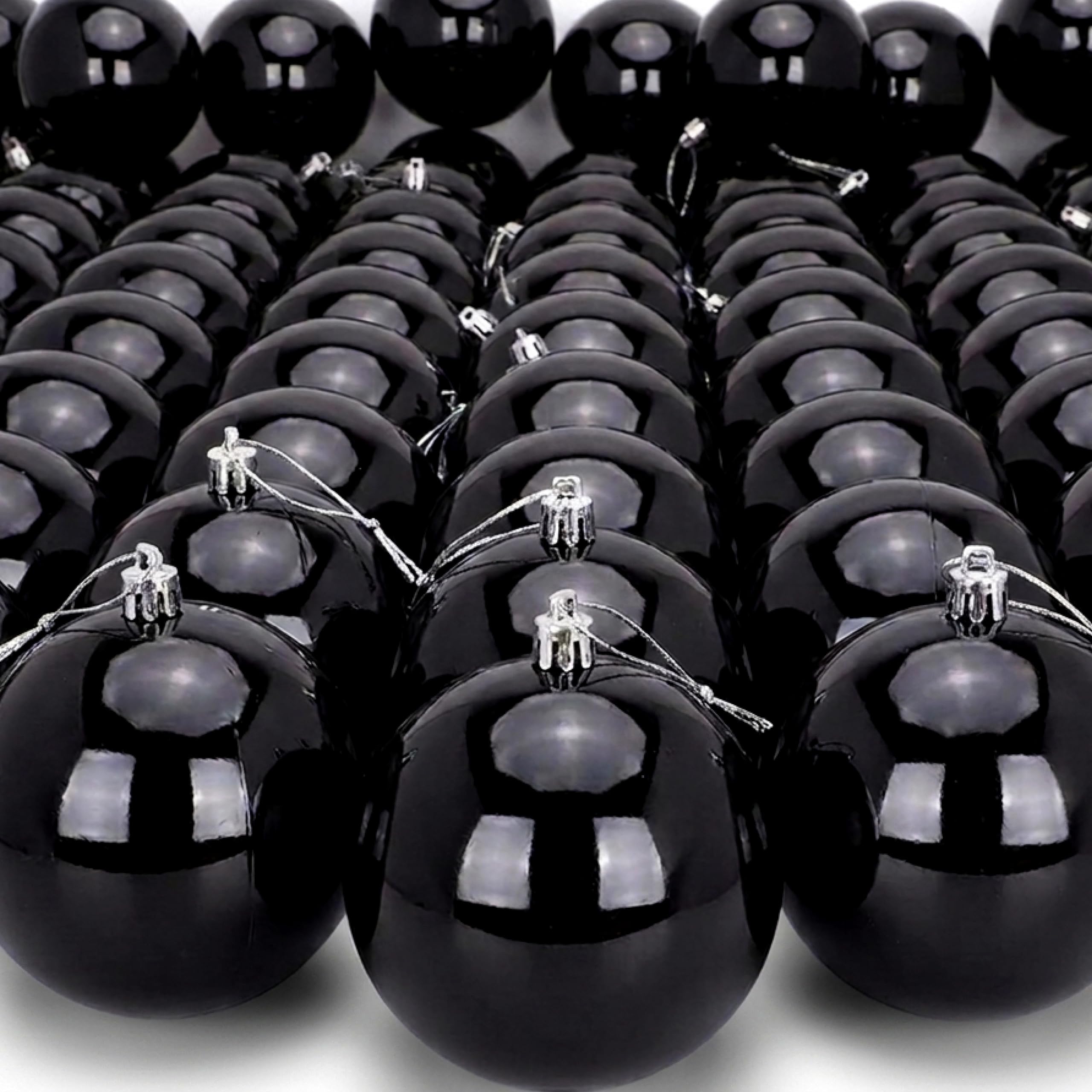 Toyland® 144 Extra Large 100mm Christmas Baubles - Christmas Tree Decorations (Black)