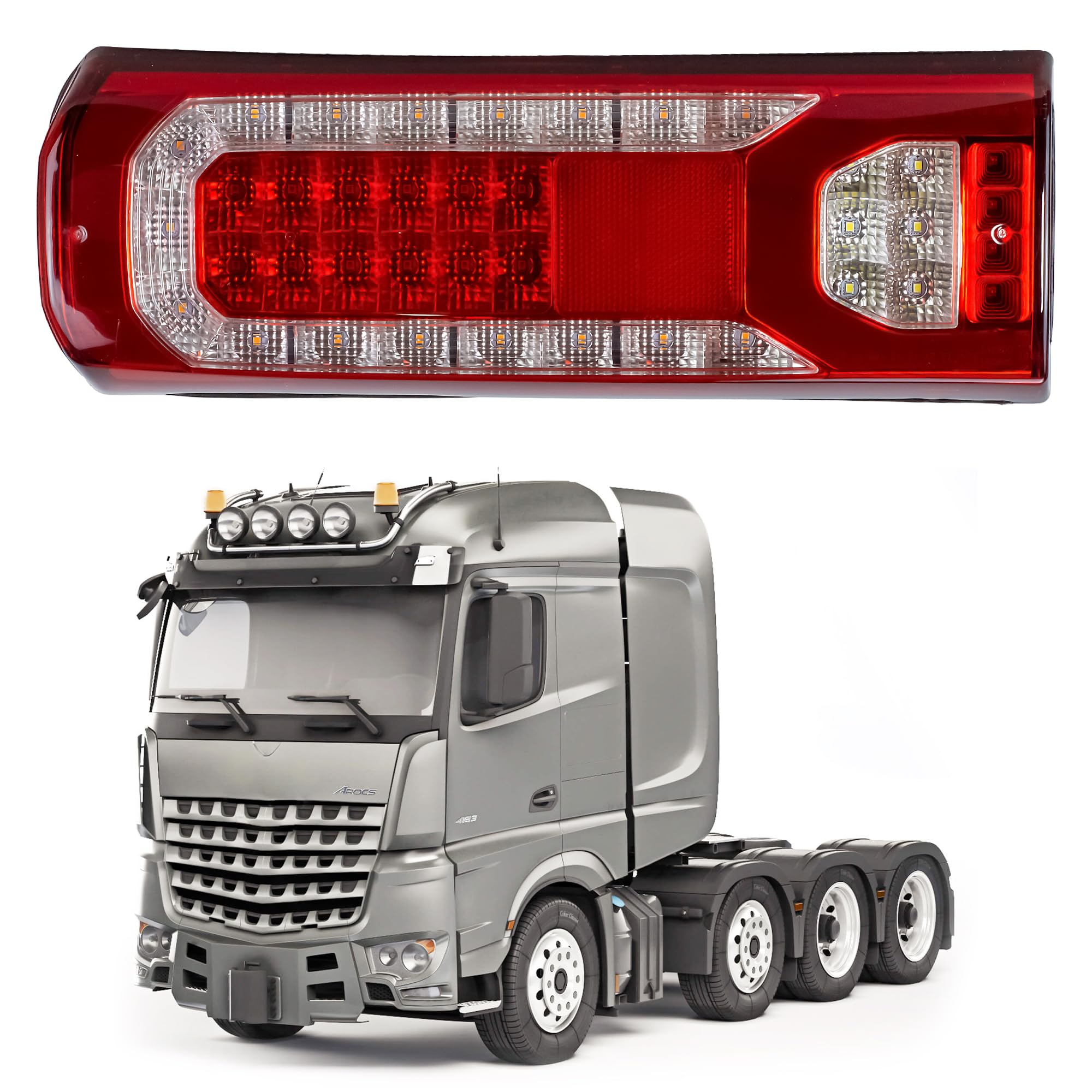 LONGLING Fanale posteriore sinistro a LED completo 24V per camion Mercedes Actros Arocs Antos Atego Mp4 Mp5